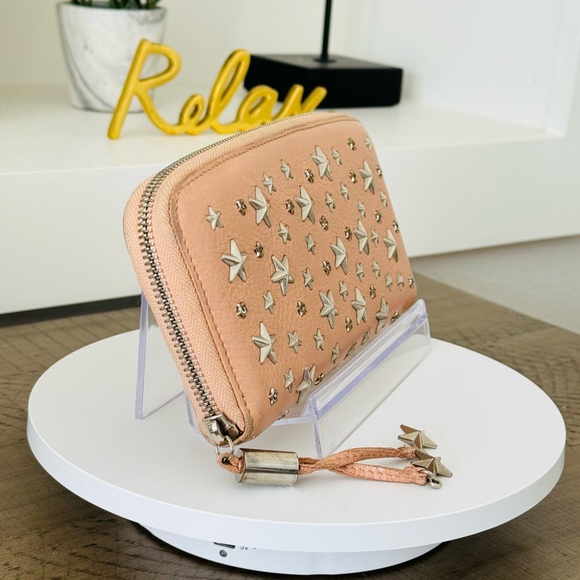 Jimmy Choo Star Studded Pink Leather Zip Around Wallet - Picture 8 of 15